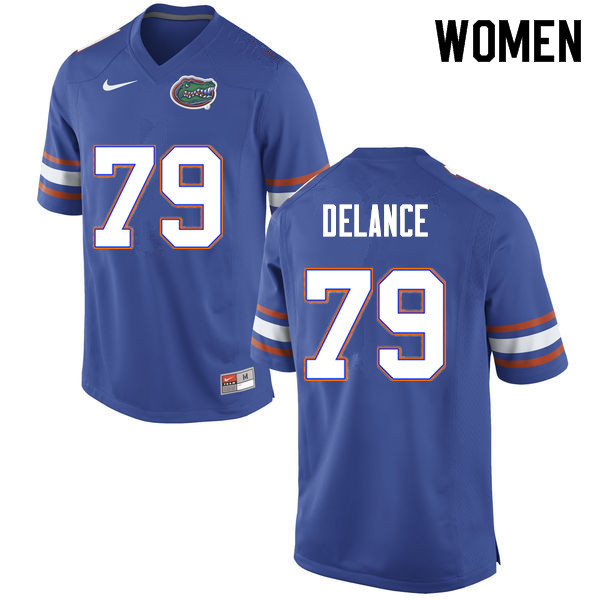 Women #79 Jean DeLance Florida Gators College Football Jerseys Sale-Blue - Click Image to Close